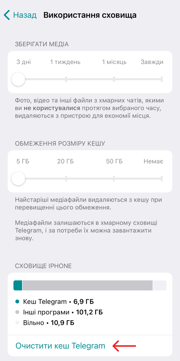 Використання сховища