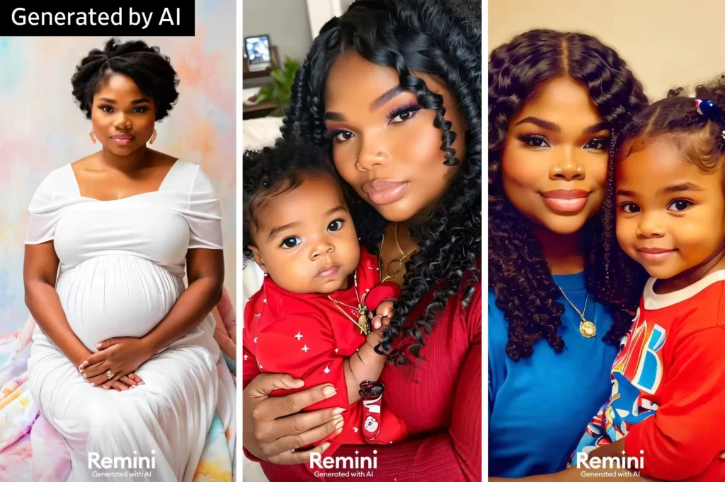Згенероване штучним інтелектом (застосунок Remini) фото, як би виглядала дитина жінки